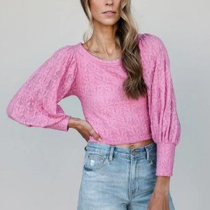 Free People Tea Time Long Puff Sleeve Top